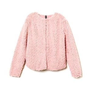 H&M pink teddy jacket